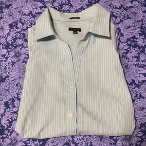 Talbots Light Blue and White Sleeveless Button-Down Shirt